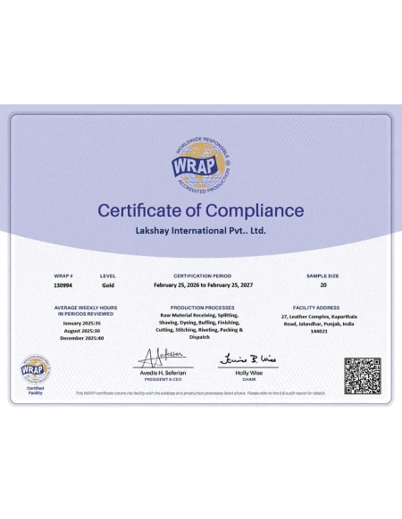 WRAP- Certificate of Compliance